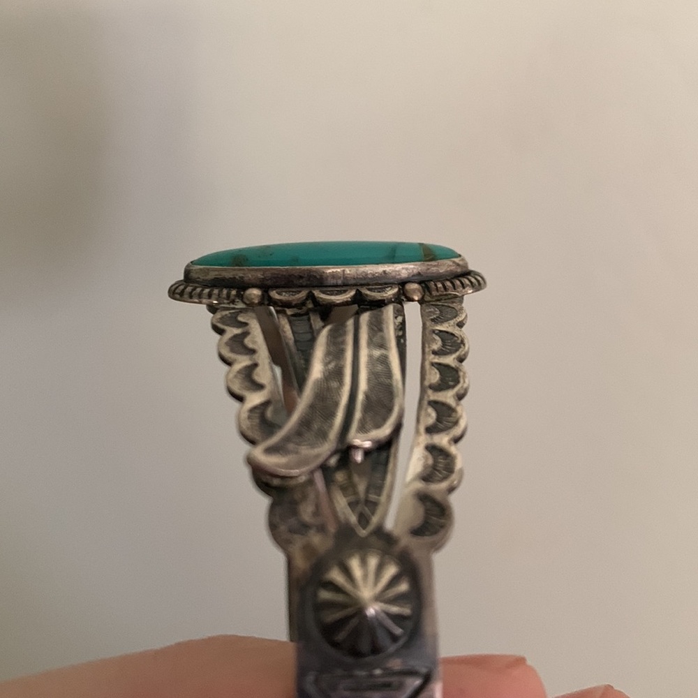 Authentic Indigenous Designed Sterling Stone Cuff - image 6